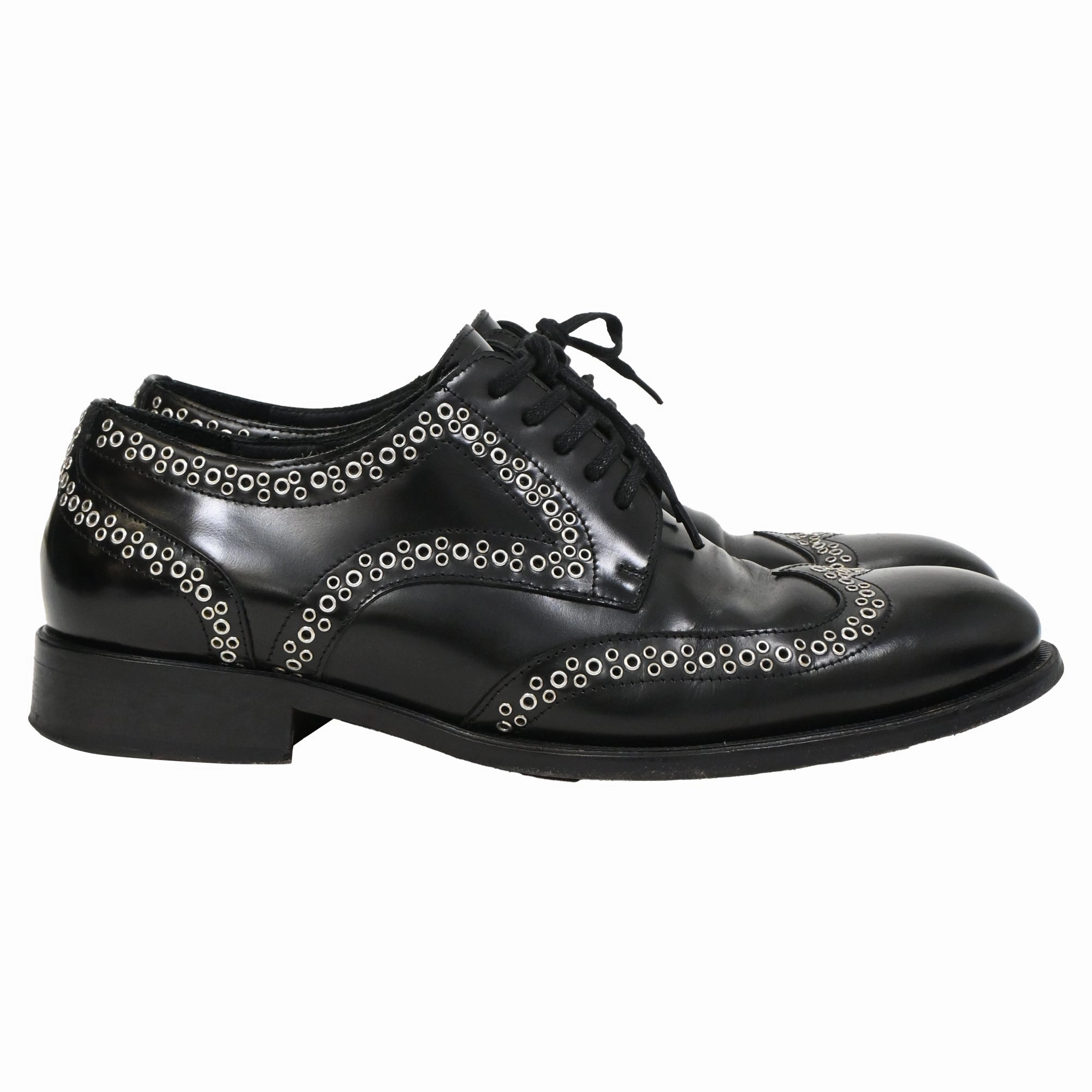 Dsquared2 x Vero Cuoio Eyelet Studded Oxford Shoes in Black Leather Cushioned Support Workday Essential