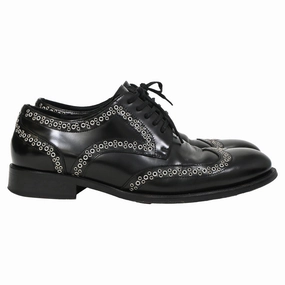 Dsquared2 x Vero Cuoio Eyelet Studded Oxford Shoes in Black Leather Cushioned Support Workday Essential