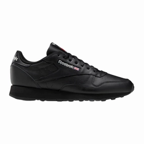 Quick Lacing System Reebok Men's Classic Leather Shoes - Core Black / Pure Grey 5