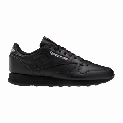 Quick Lacing System Reebok Men's Classic Leather Shoes - Core Black / Pure Grey 5