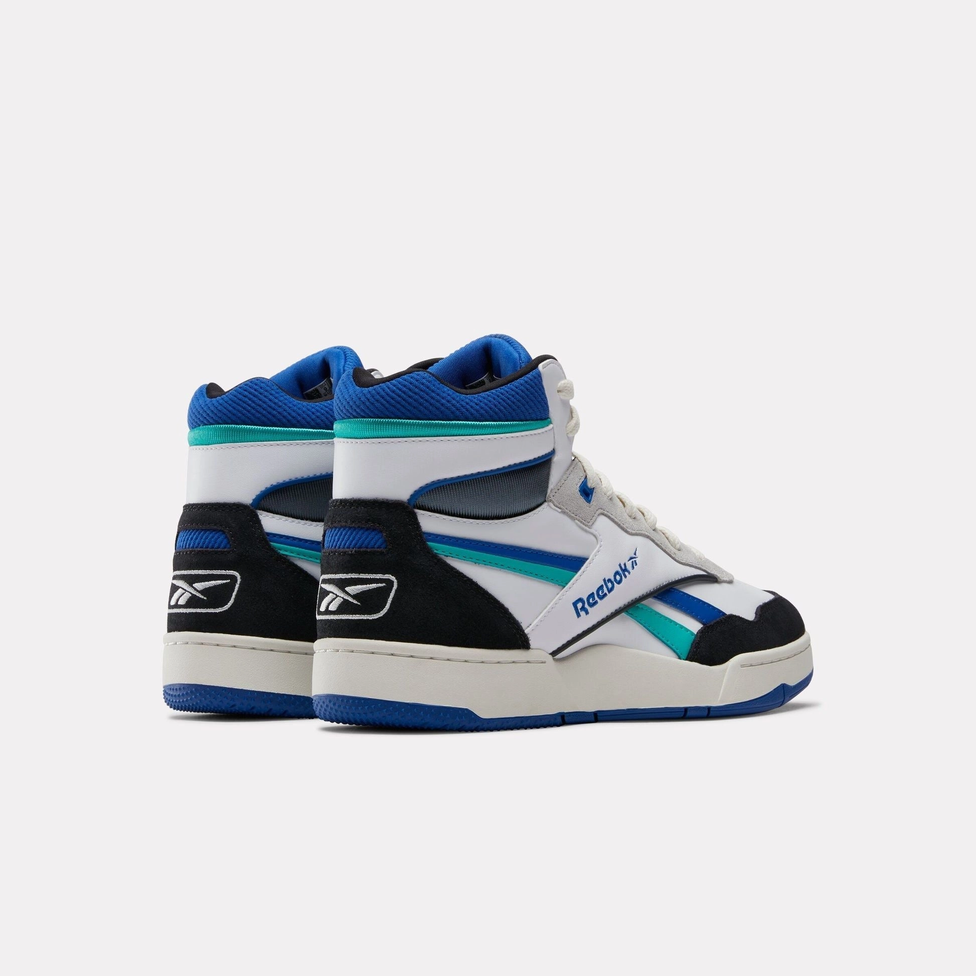 Reebok Men's BB 4000 II Mid Shoes - White / Black / Unleashed Green Reinforced Heel Support