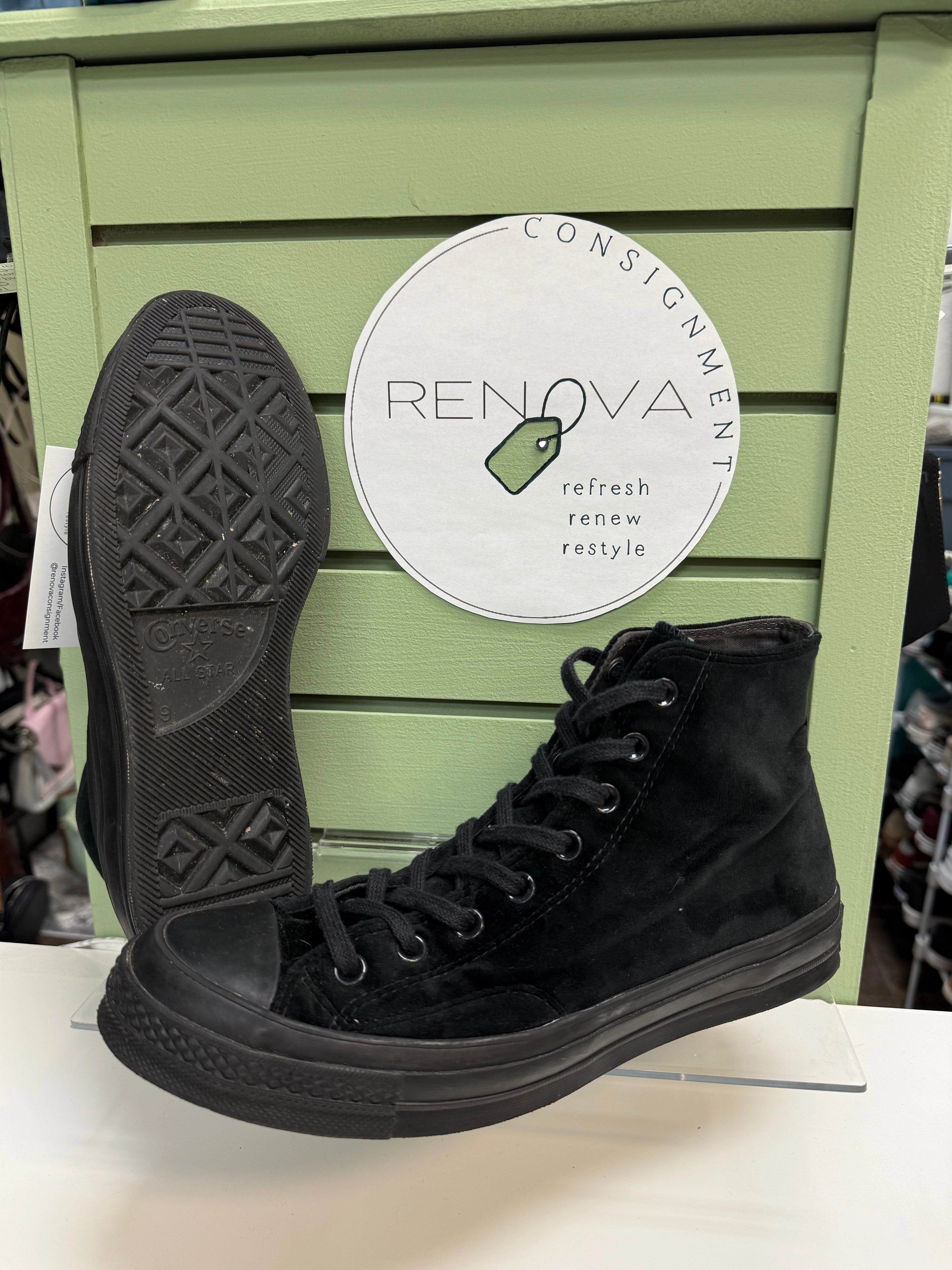 Neutral Colorways Converse Velvet Chuck Taylor High Top Sneakers (Mens 9/Womens 11)