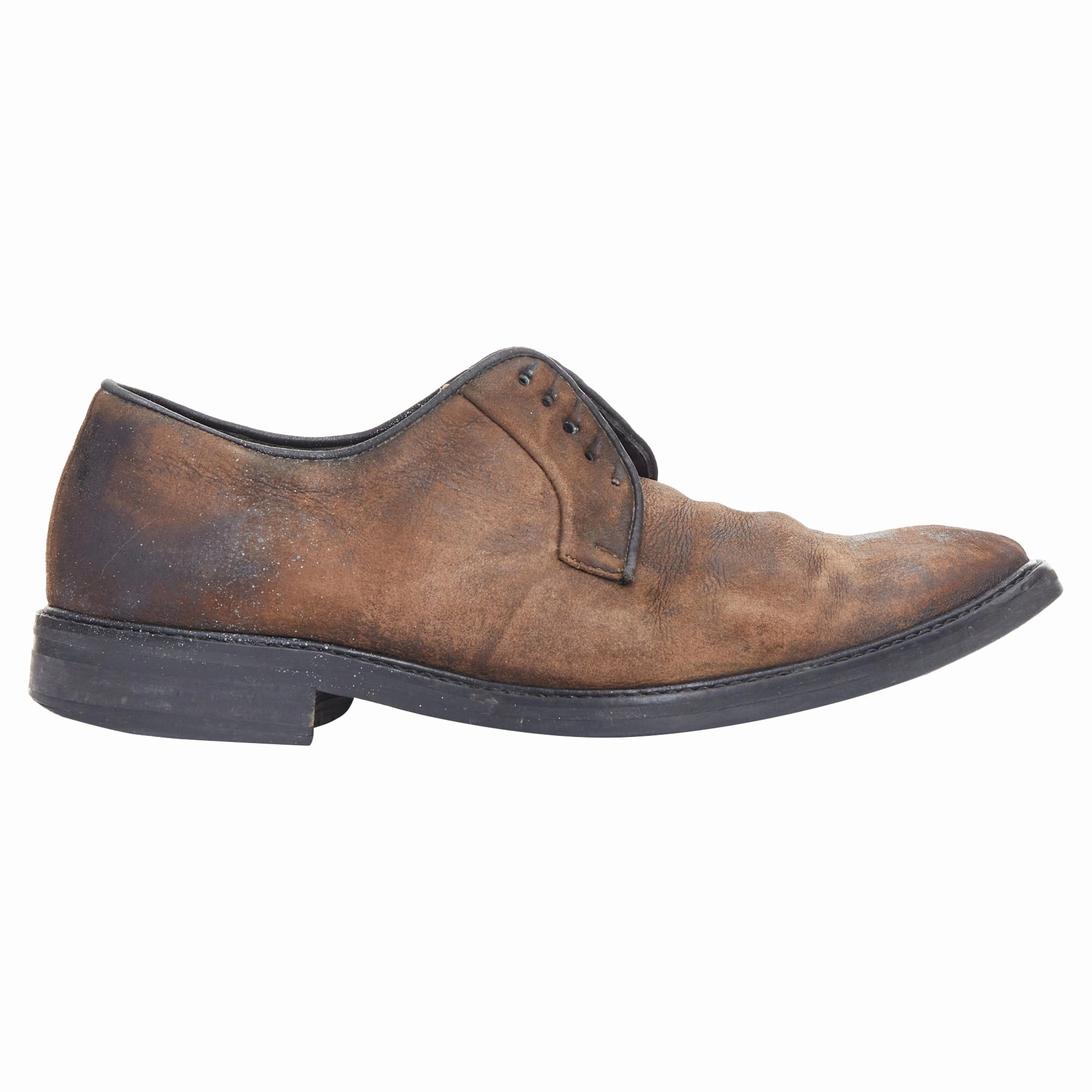 Lanvin distressed brushed leather slip on laceless brogues Structured Upper Networking Event