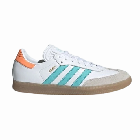 Supportive Control Zonal Support Adidas Men's Samba Inter Miami CF Indoor Soccer Shoes - White / Easy Mint / Gum