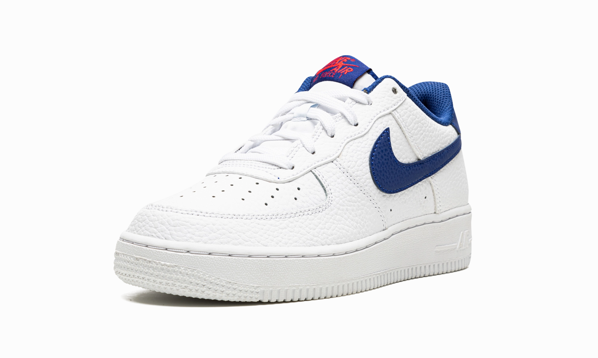 Air Force 1 Low GS "White / Deep Royal Blue" Trip Pic Breathable Perforations