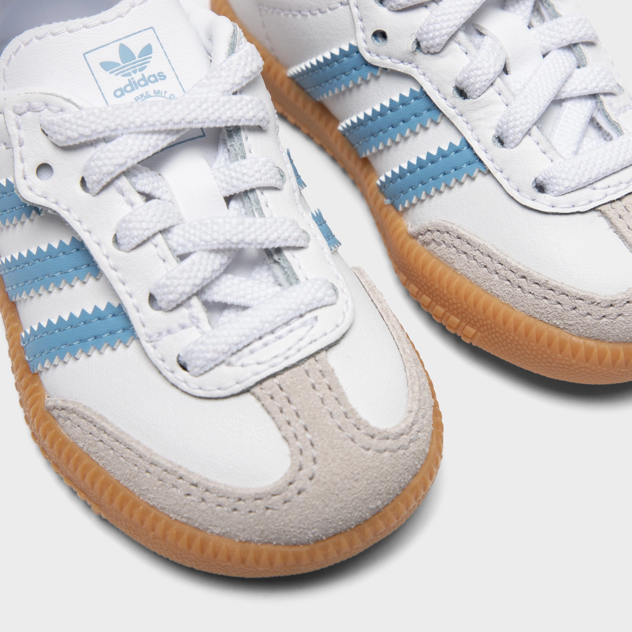 adidas Infants' Samba OG White / Ash Blue - Gum Arch Support Technology Lace Comfort