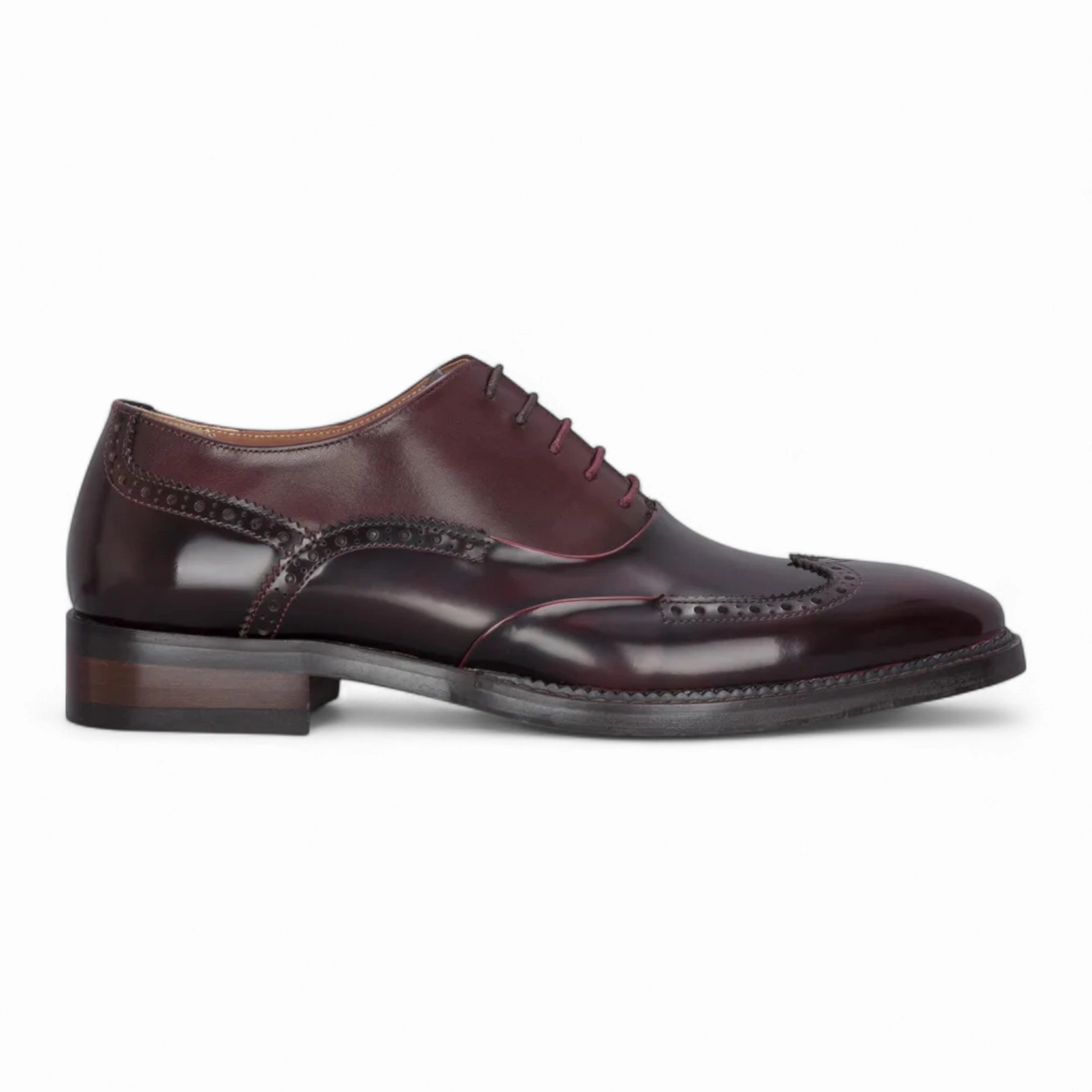 Fit Leather Justin Reess Men's Wine Patent Leather Brogue Formal Shoes - Harry