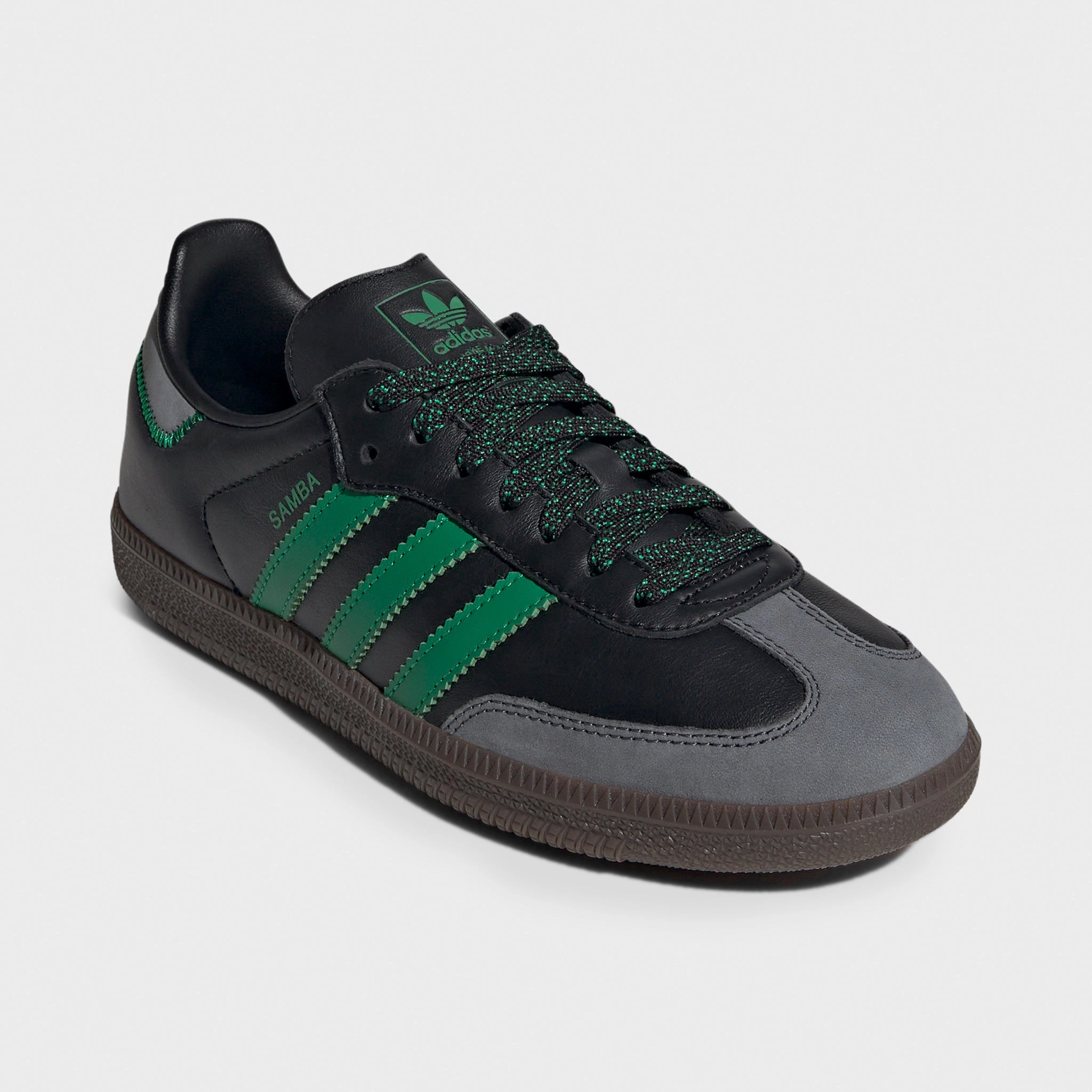 adidas Women's Samba OG Black / Green - Green TPU Heel Counter Fresh Airflow