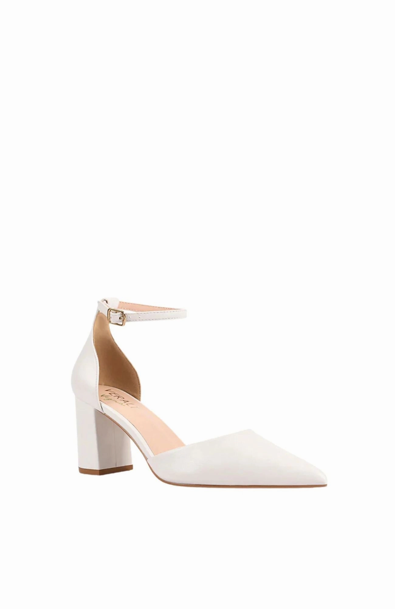 Eli Closed Toe Block Heels Chalk White Soft Leather Fashionable Style