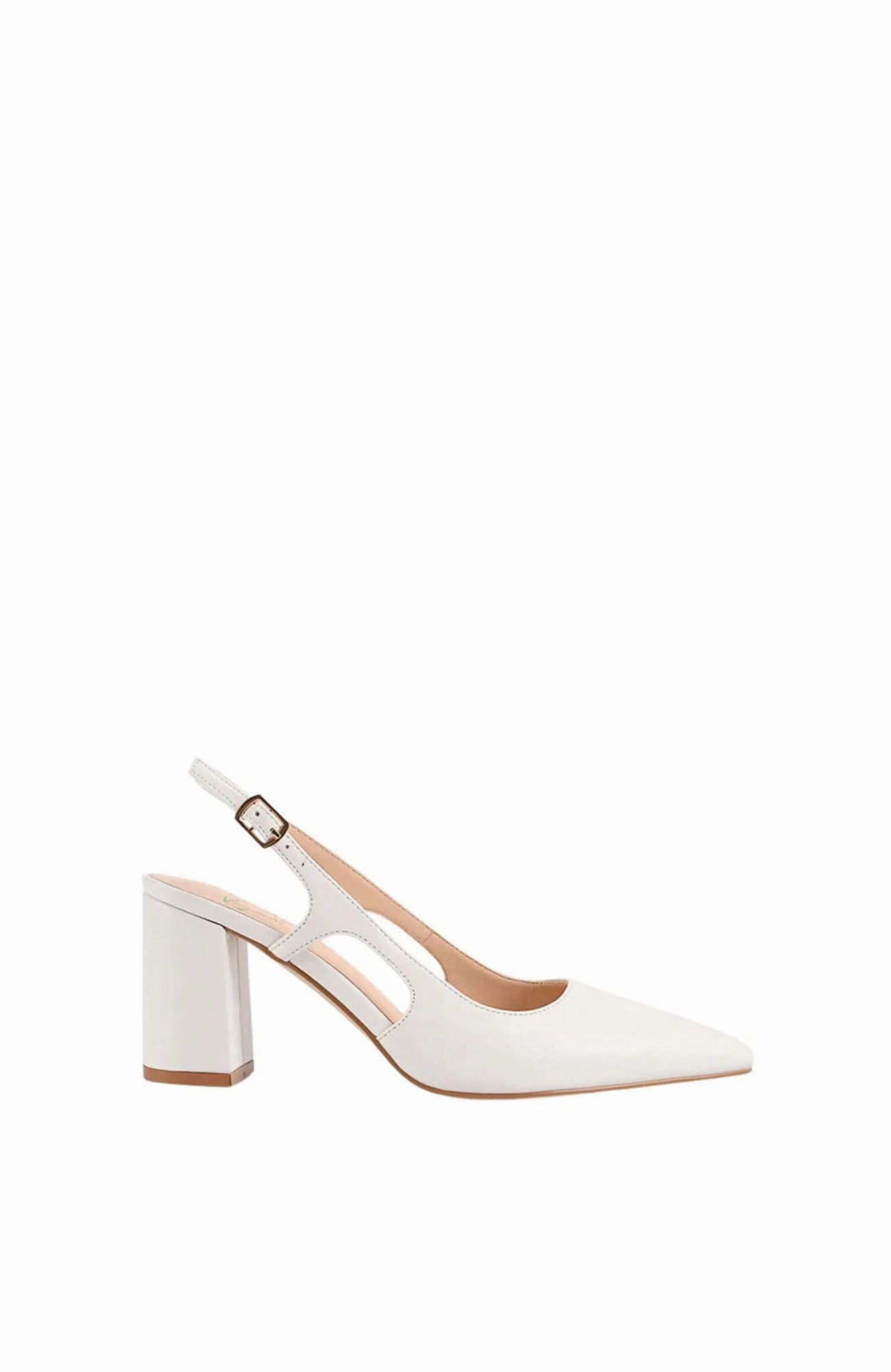 Chic Pumps Elton Slingback Block Heels Chalk White