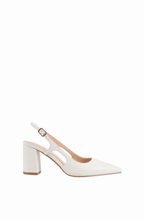 Chic Pumps Elton Slingback Block Heels Chalk White
