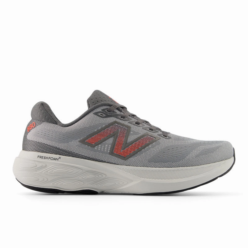 Fresh Foam X 880v15 - Slate Grey with Reflection and Urgent Red - Men's Hyper Elastic Cushioning Vibration Dampening Layer