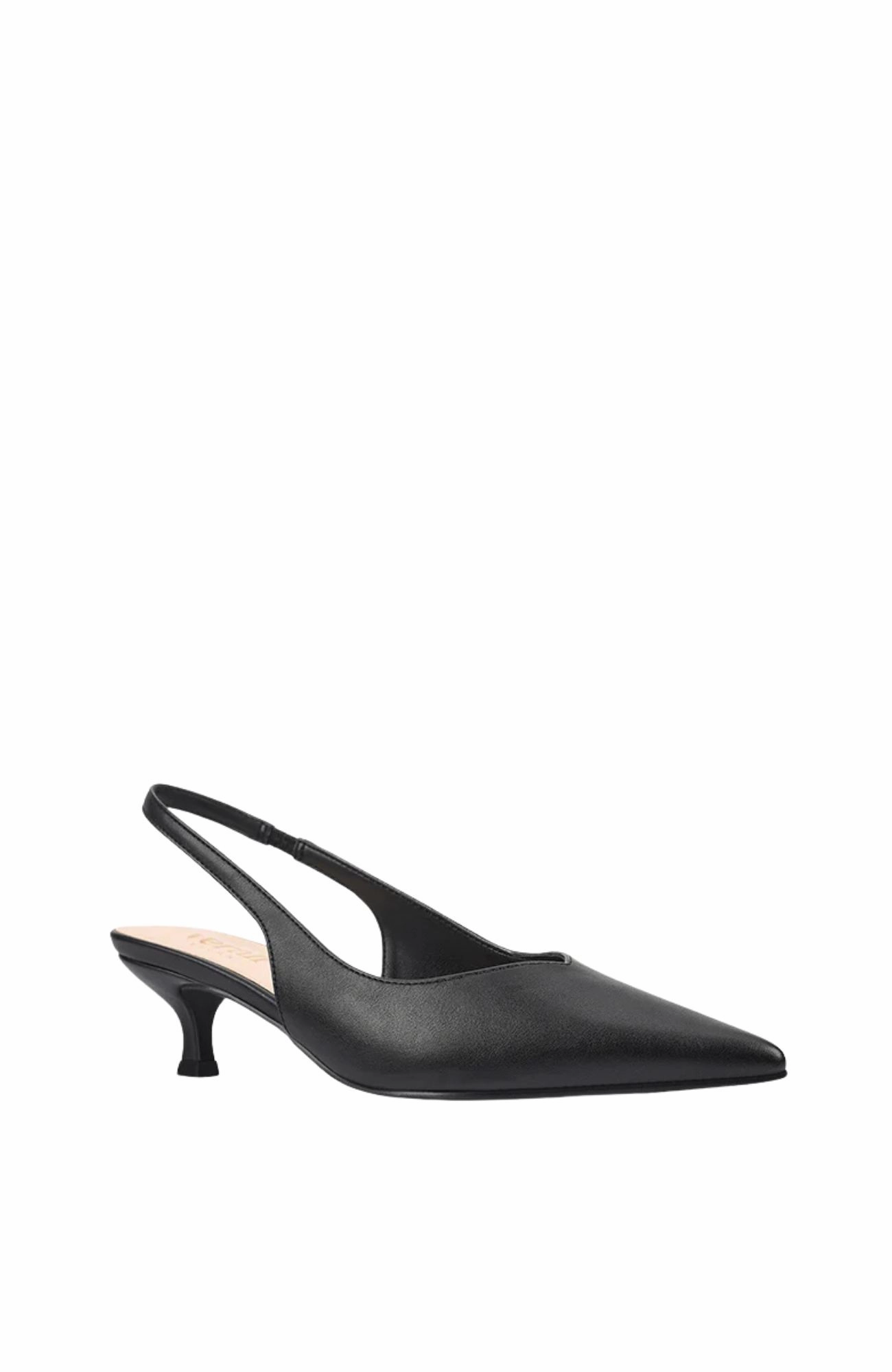Lush Slingback Kitten Heels Black Sleek Profile NYC Style