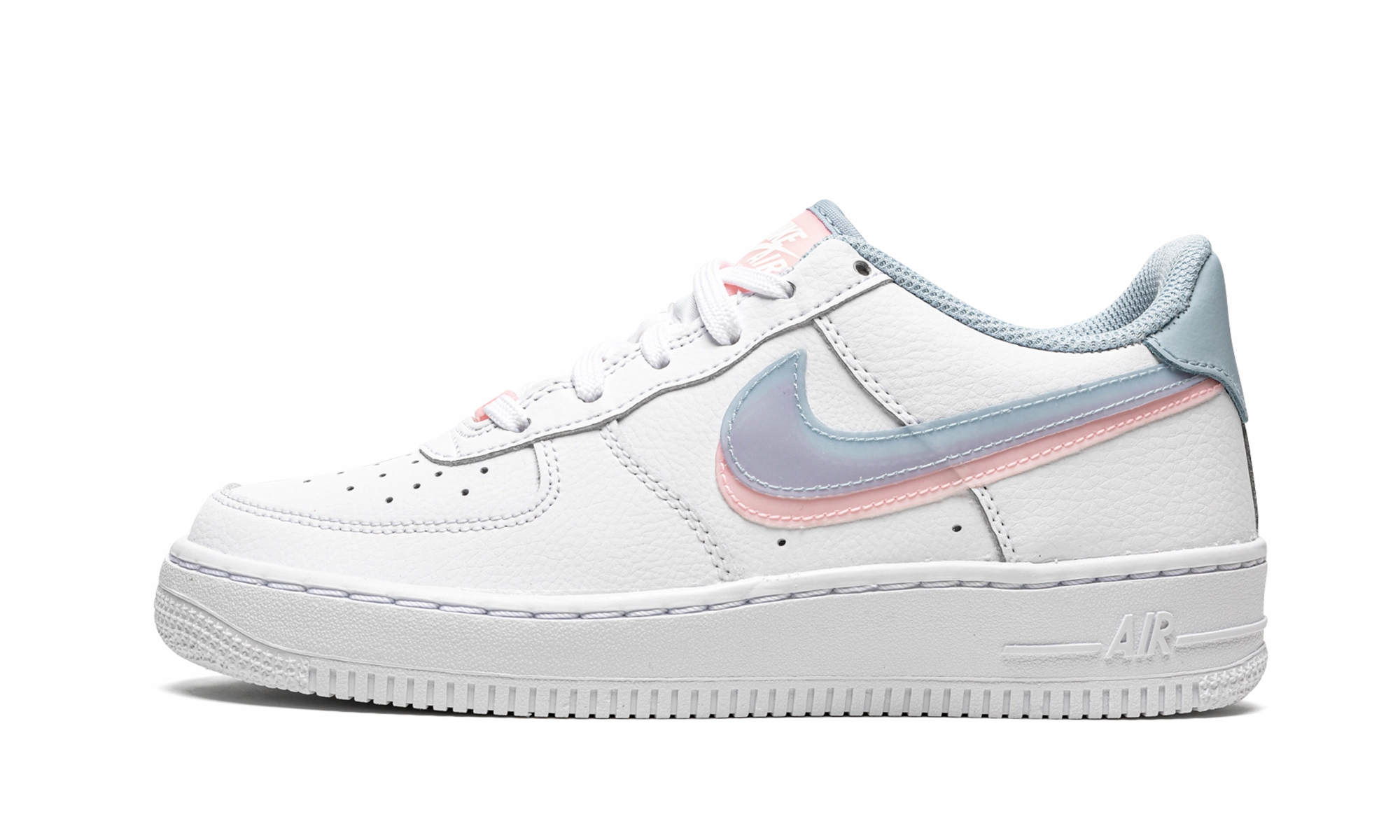 Air Force 1 LV8 GS "Double Swoosh - White / Blue / Pink" Indoor Outdoor Rain Path