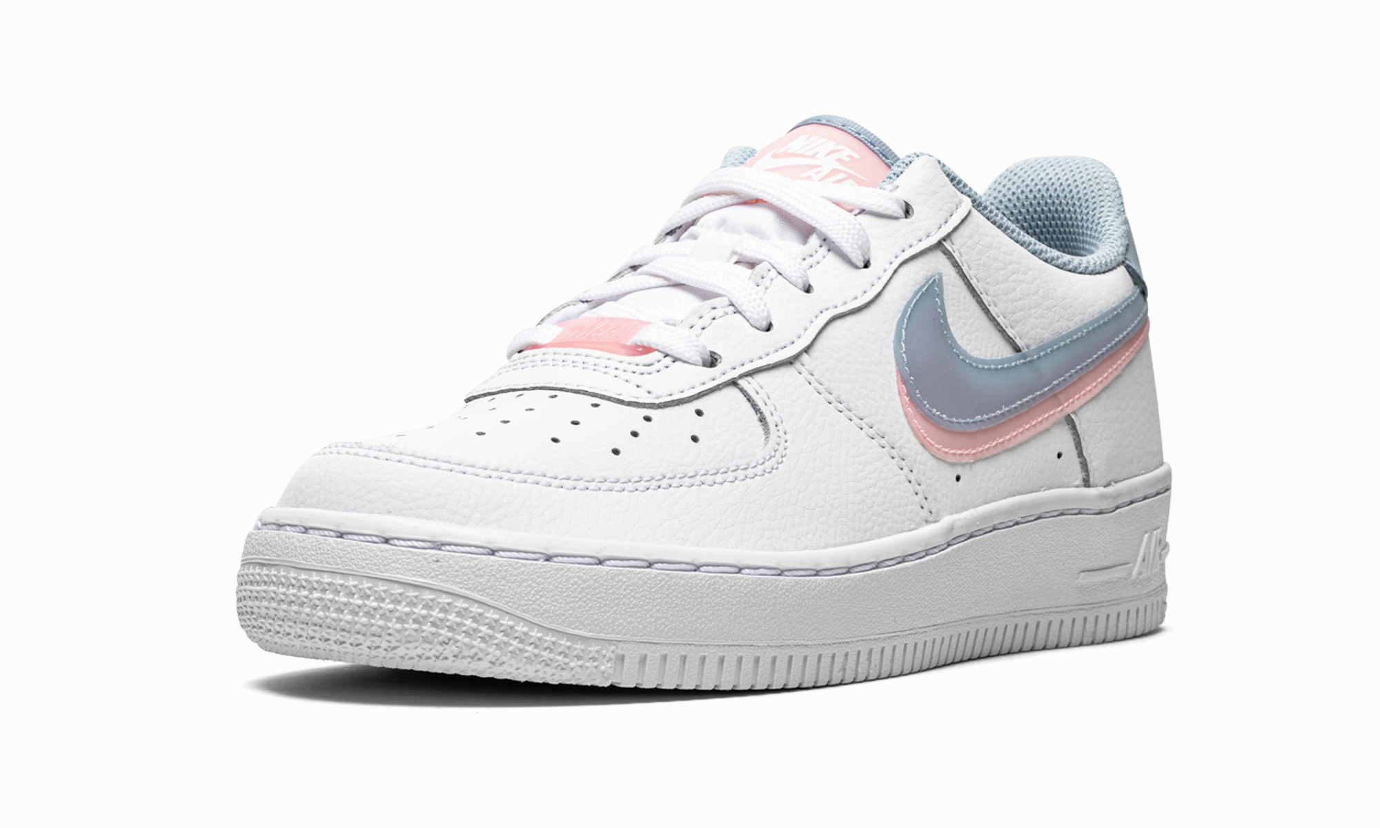 Air Force 1 LV8 GS "Double Swoosh - White / Blue / Pink" Function Meets durable soles
