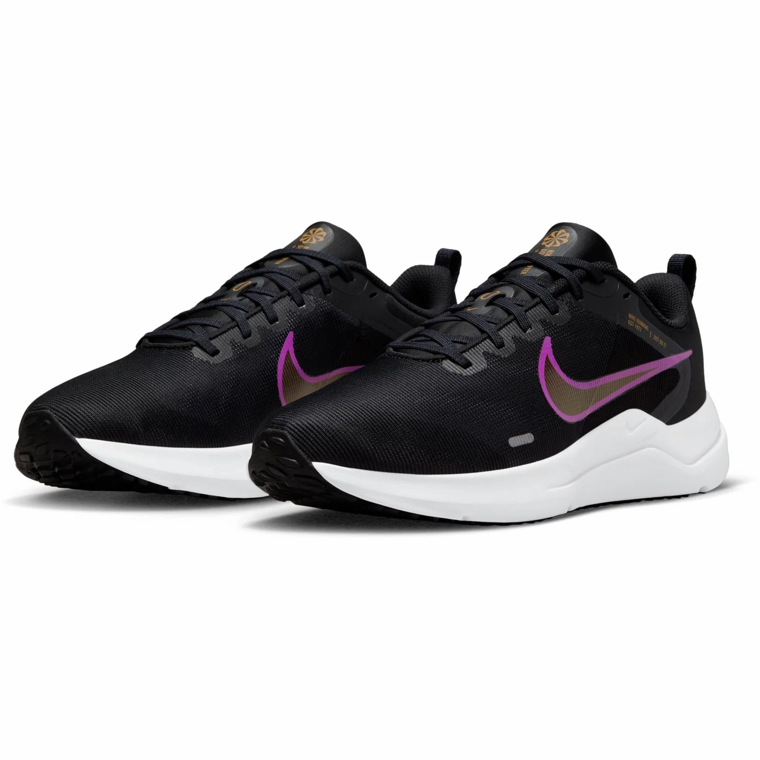 OrthoticFriendly Cushioned Midsole Design Nike Men's Downshifter 12 Shoes - Black / Violet