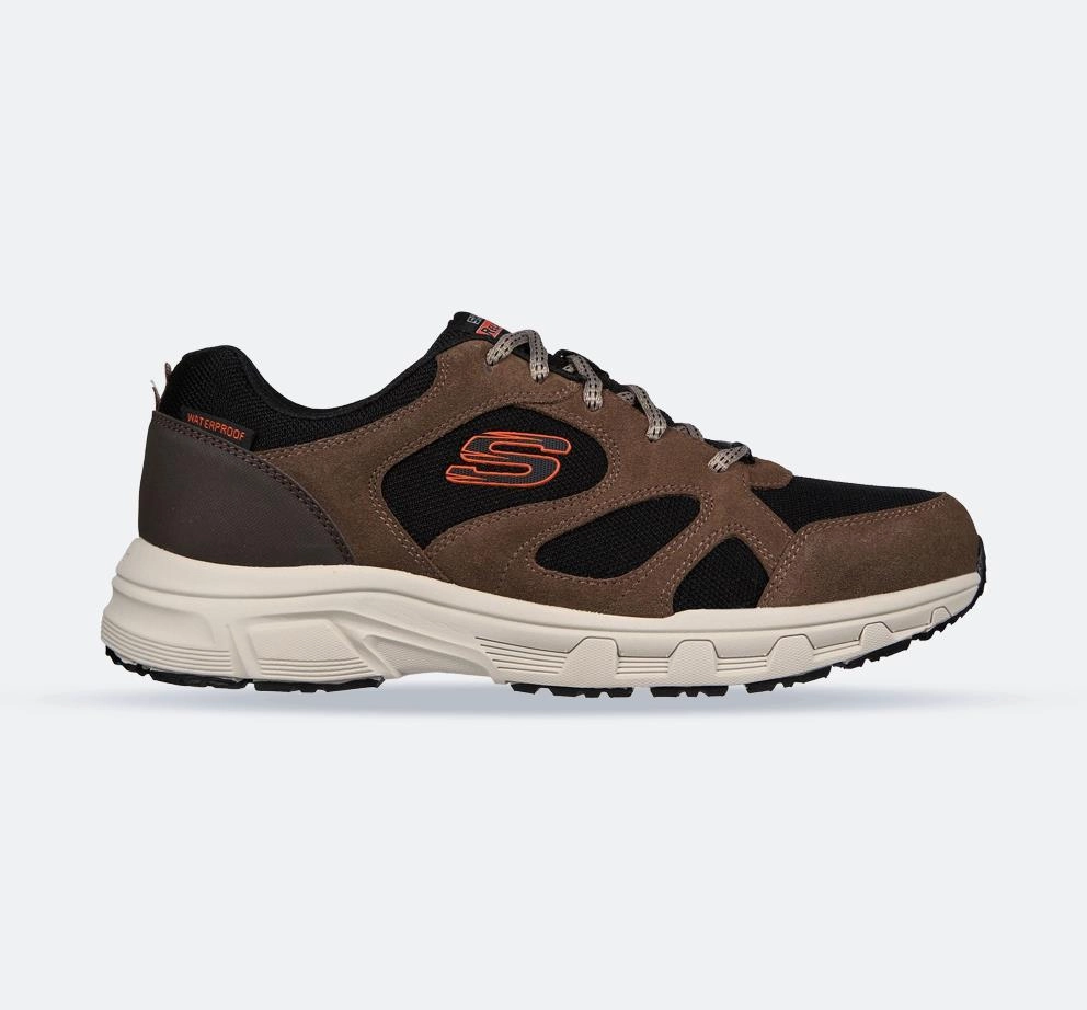 Men's Wide Fit Skechers 237348 Oak Canyon Sunfair Trekking Low Cut Trainers - Brown/Black Multi Season Versatility Camouflage Pattern