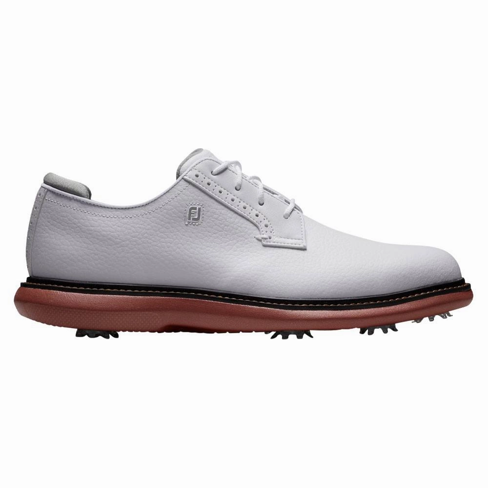 Ergonomic Shape FootJoy Traditions Blucher Golf Shoes Previous Season Style White/Brick - 24 Men