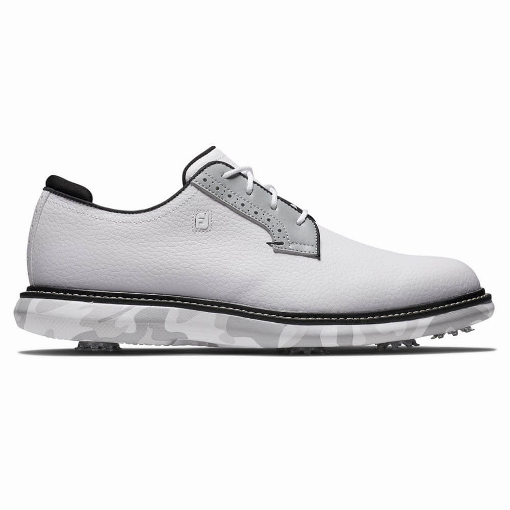FootJoy Traditions Blucher Golf Shoes Previous Season Style White/Gray Camo - 24 Men Light Motion
