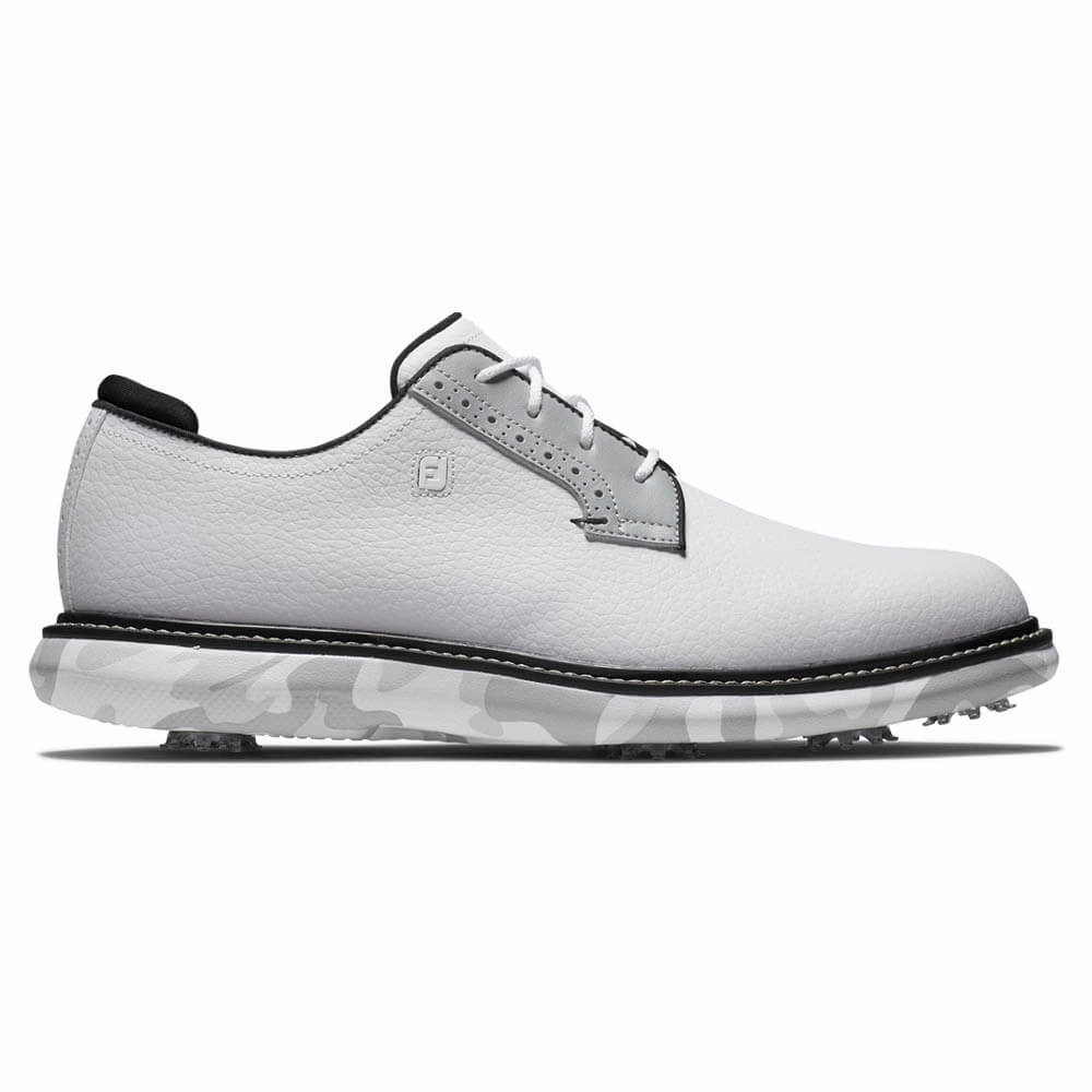 FootJoy Traditions Blucher Golf Shoes Previous Season Style White/Gray Camo - 24 Men Shock absorption tech Soft Glide