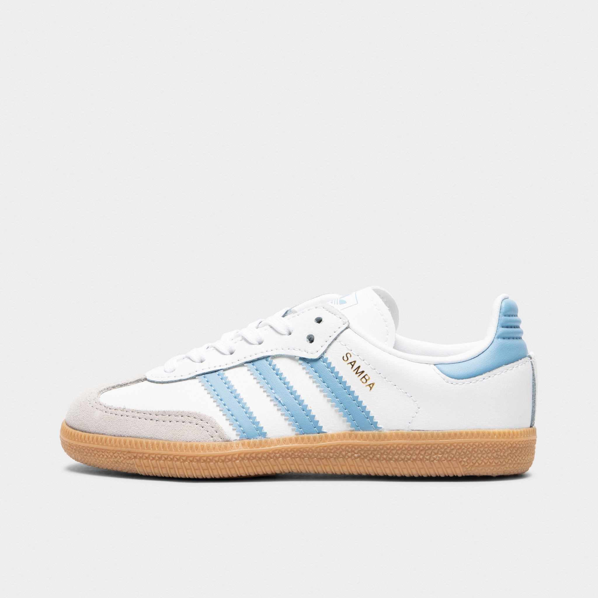 adidas Children's Samba OG White / Ash Blue - Gum Anti Bacterial Trend-setting arch