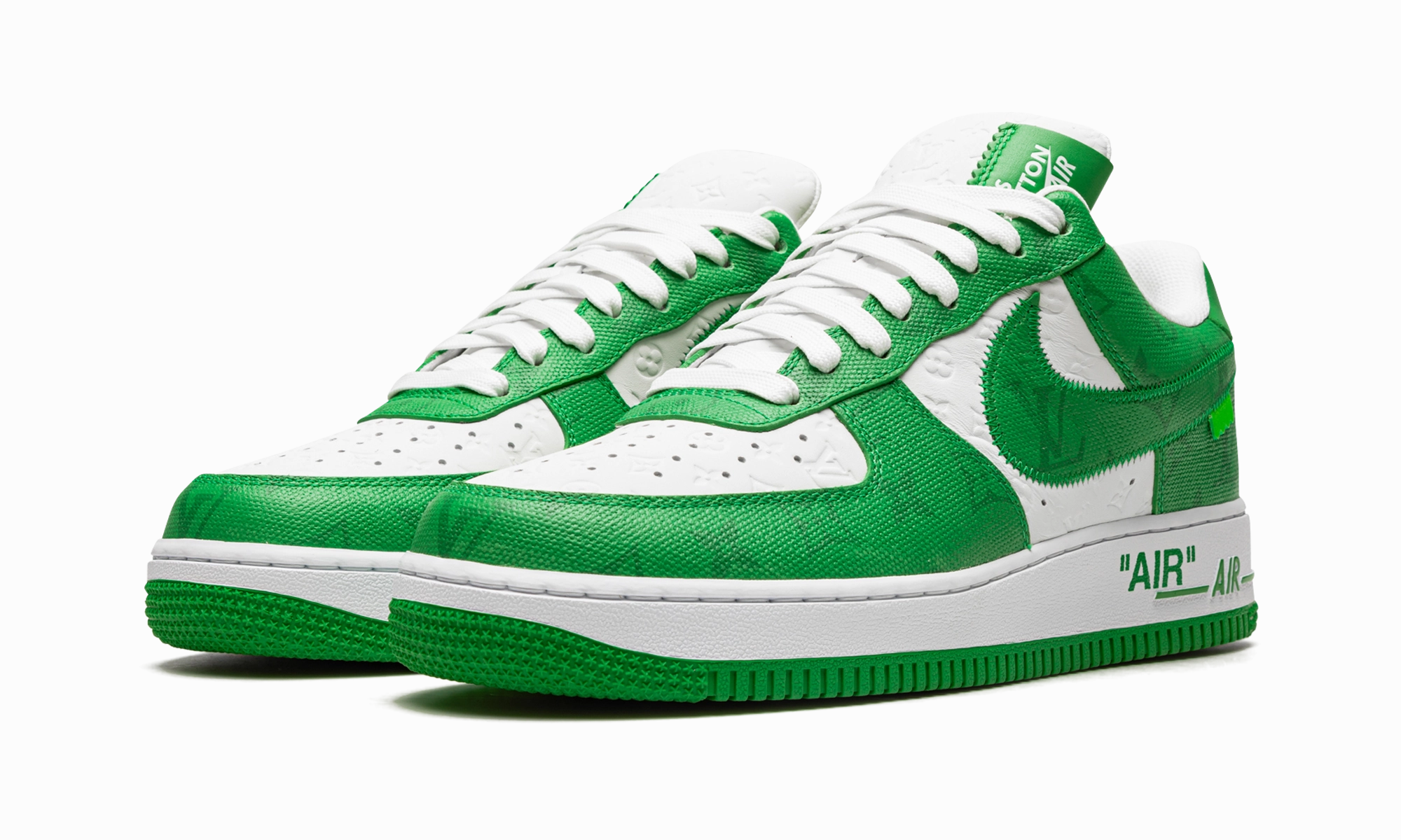 Louis Vuitton Air Force 1 Low "Virgil Abloh - White/Green" Pastel tone Slim Look