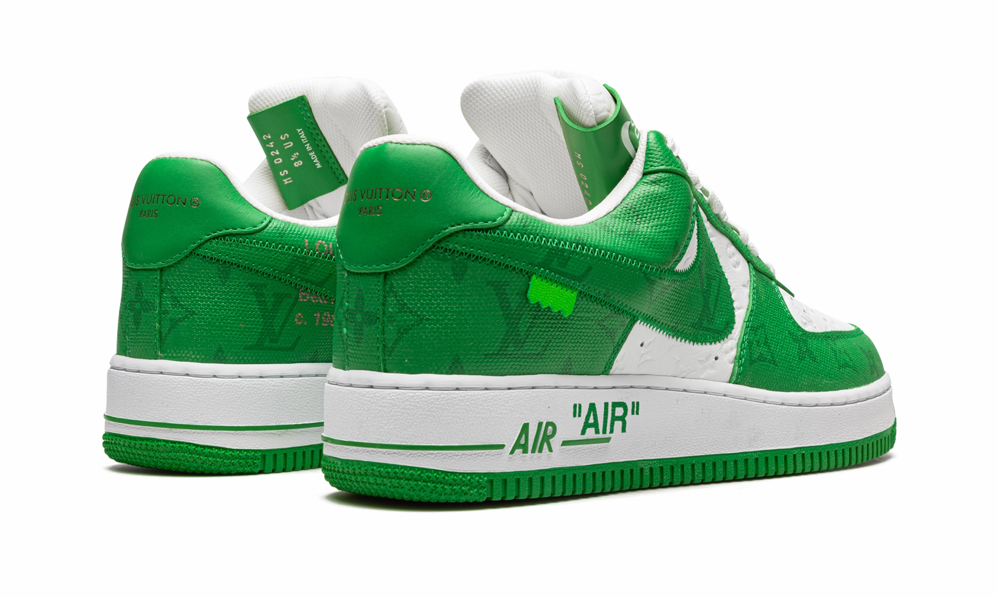 Louis Vuitton Air Force 1 Low "Virgil Abloh - White/Green" Leisure Ready Fashion Fit