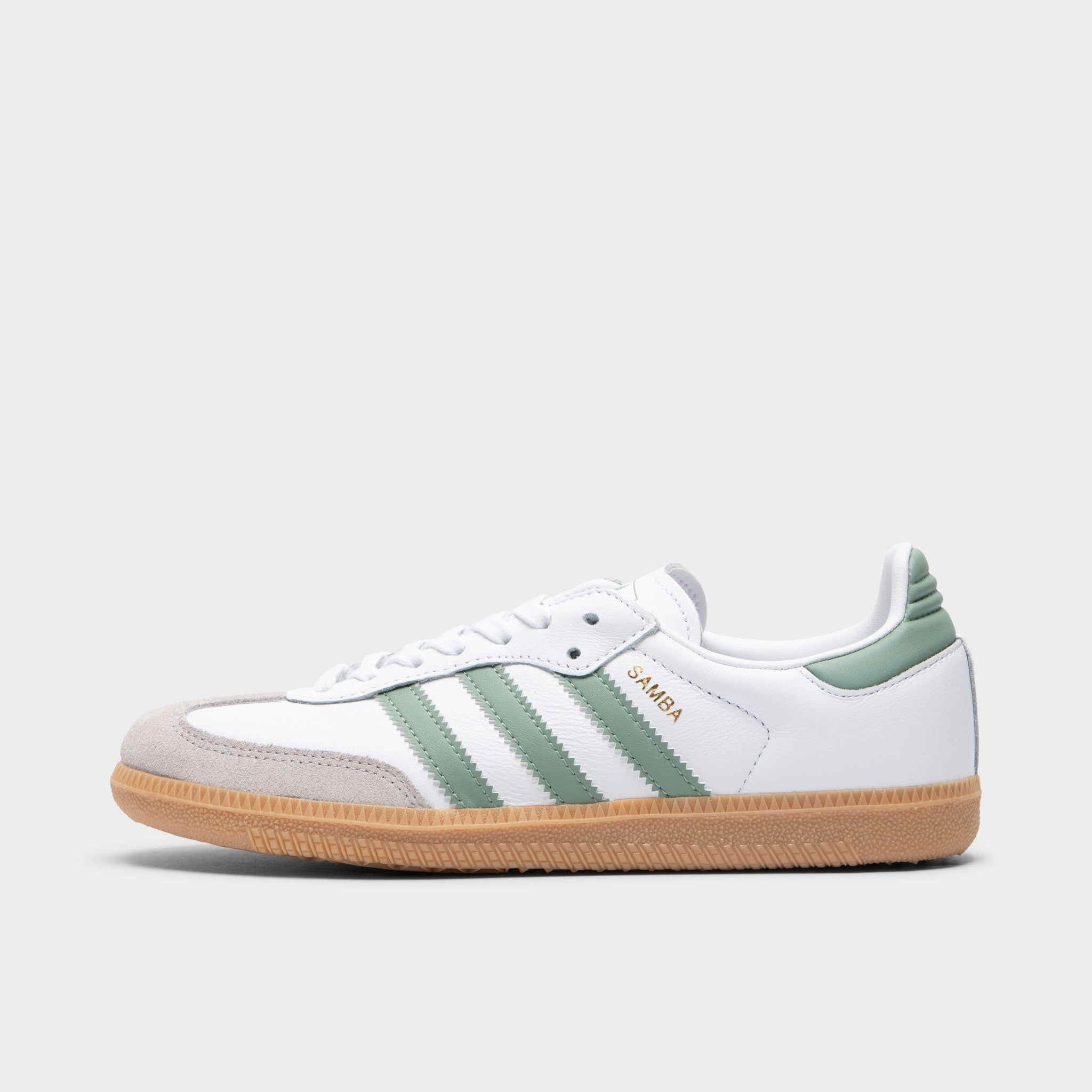 adidas Juniors' Samba OG Footwear White / Silver Green - Gum All-weather shock absorption