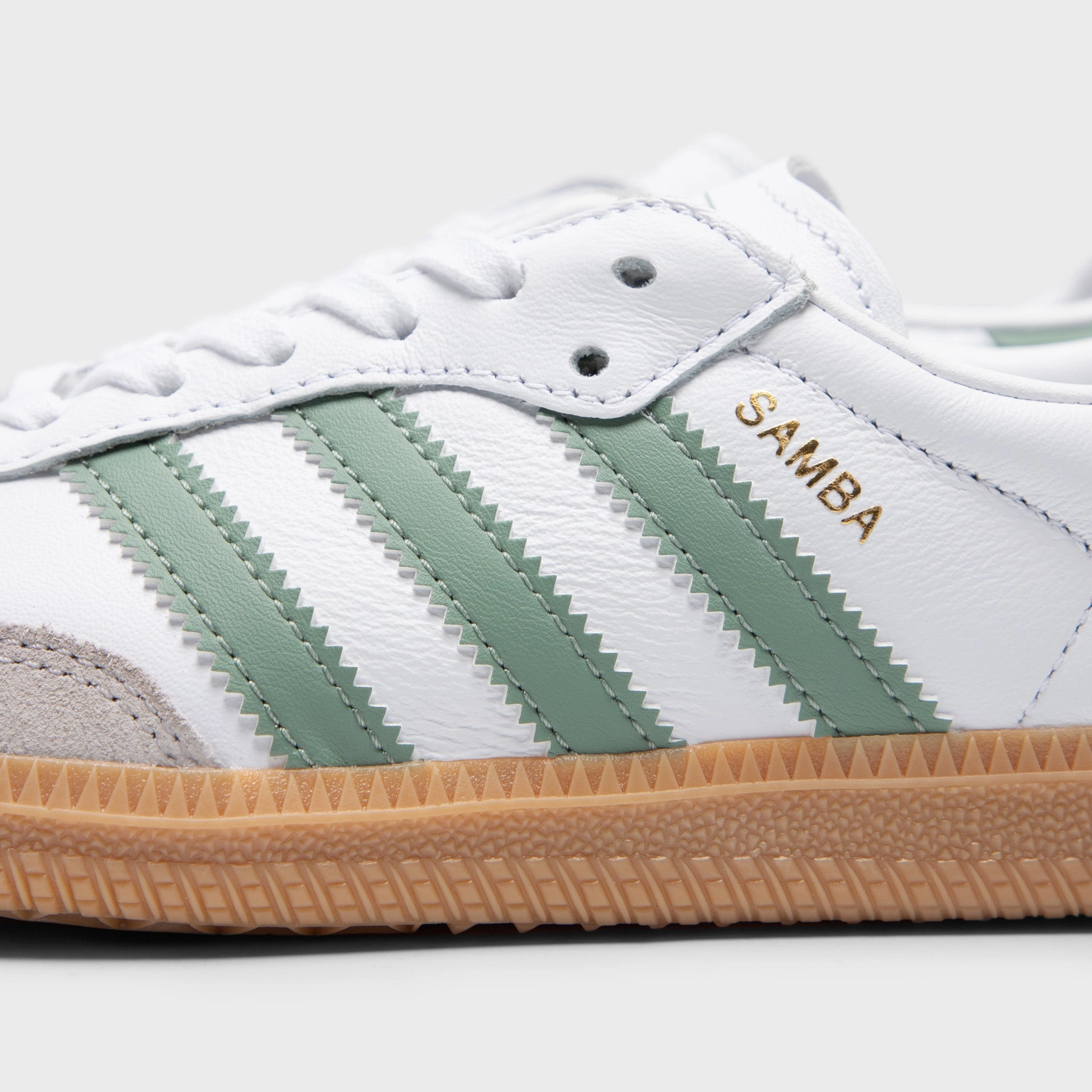 adidas Juniors' Samba OG Footwear White / Silver Green - Gum Minimalist Compression Molded Cushioning