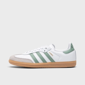 adidas Juniors' Samba OG Footwear White / Silver Green - Gum All-weather shock absorption