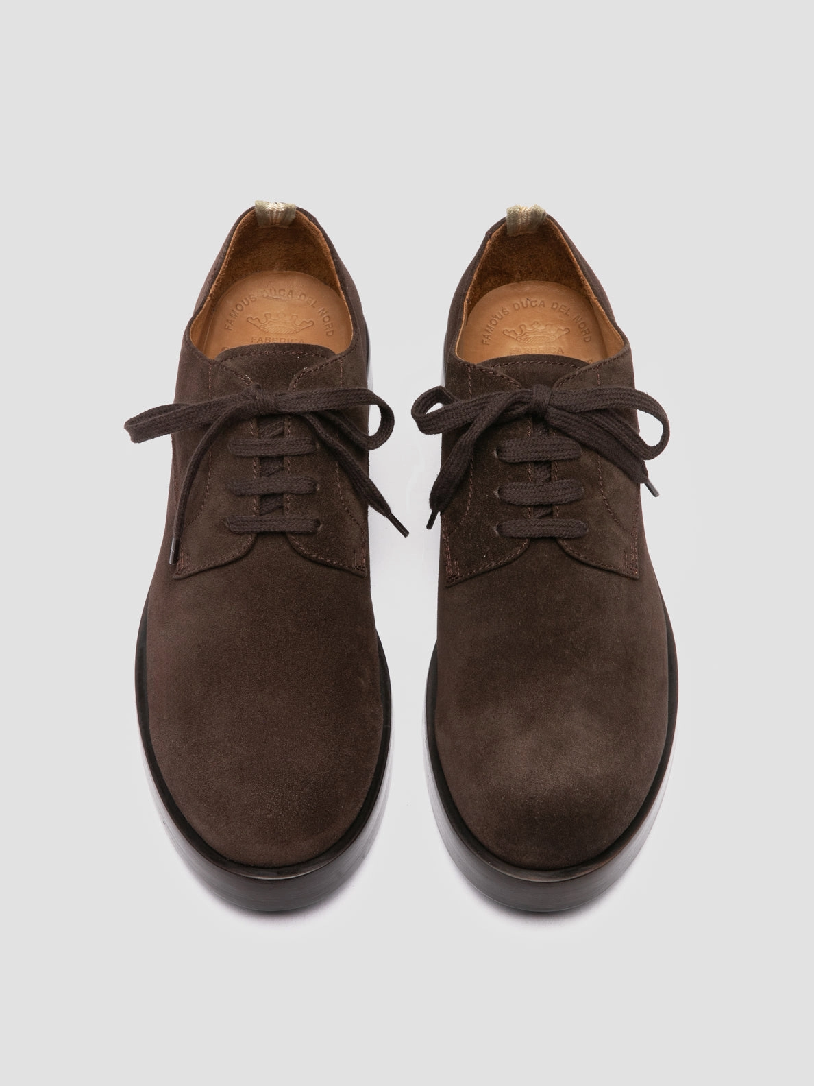 Gentle Leather Feel Slim Profile BULLA 001 - Brown Suede Derby Shoes