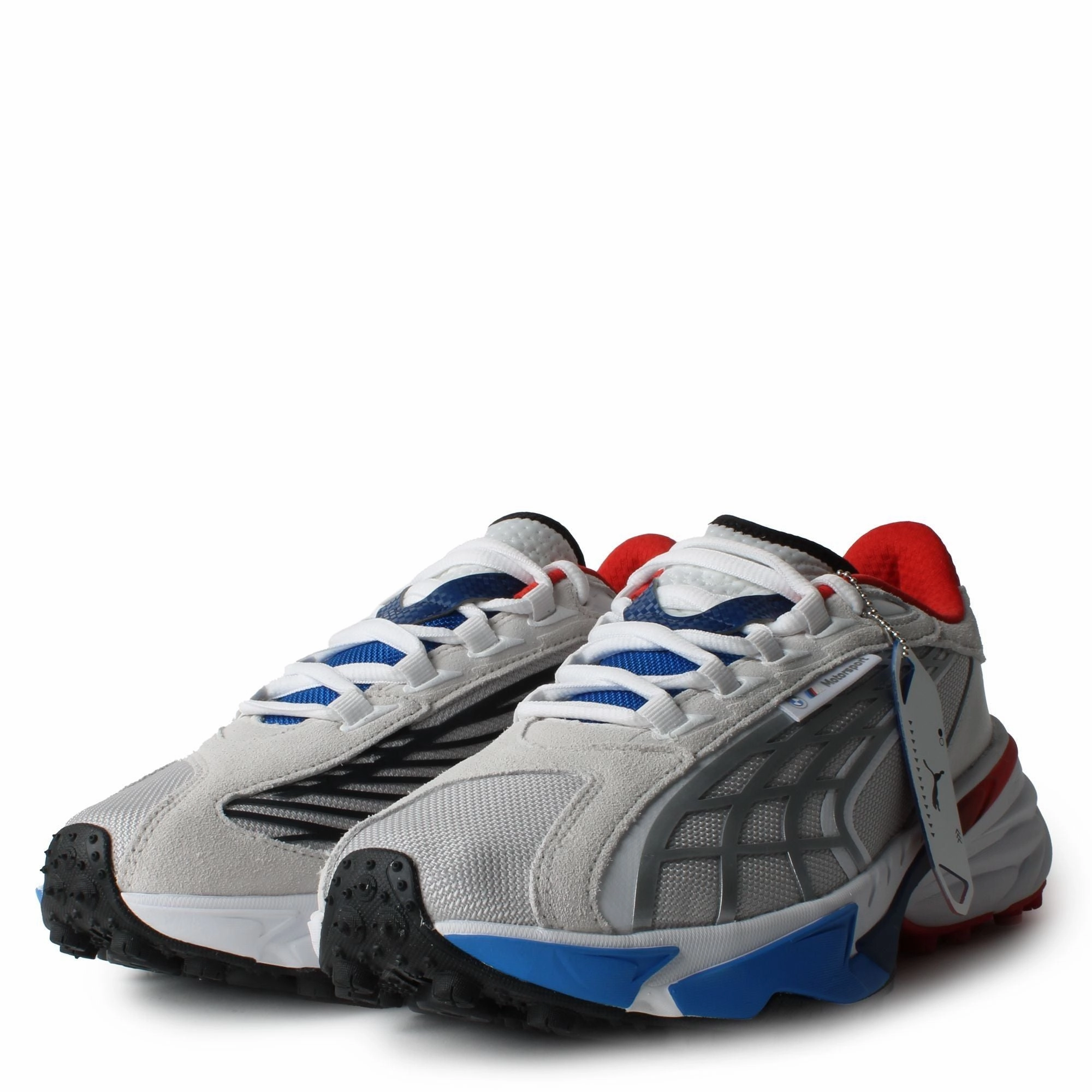 Compression Midsoles Sneaker Style Puma Men's BMW M Spirex Shoes - White / Blue / Red / White