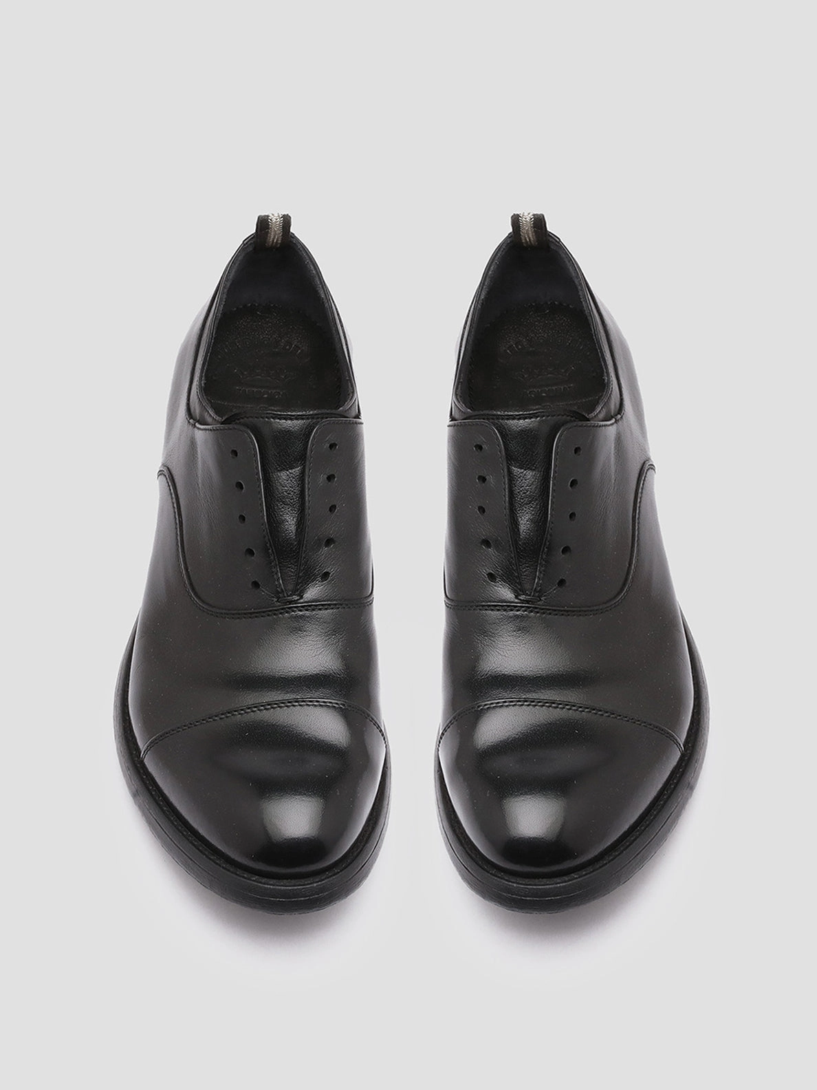 Bold Stitching HIVE 004 - Black Leather Oxford Shoes