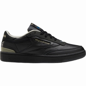 Elastic Strap Unisex style Reebok Men's Club C 85 Shoes - Black / Khaki / The Blues