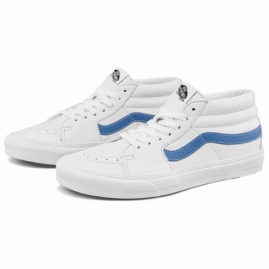 WaterResistant Quick Flow Vans Men's Sk8 Mid Shoes - True White / Moon Blue