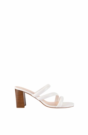 Naenae Block Heel Sandal White Evening Spark Pointed Sandals