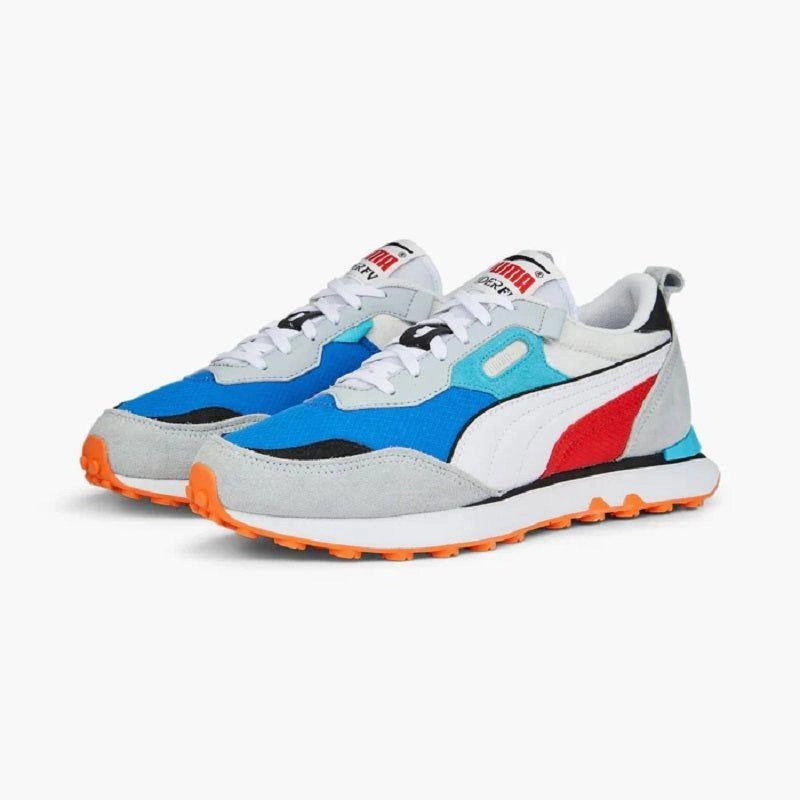 Puma Men's Rider FV Future Vintage Shoes - White / Royal Blue / Red Quick Outing