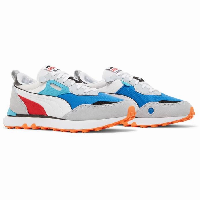 Cozy Fit Pressure Relief Pads Puma Men's Rider FV Future Vintage Shoes - White / Royal Blue / Red