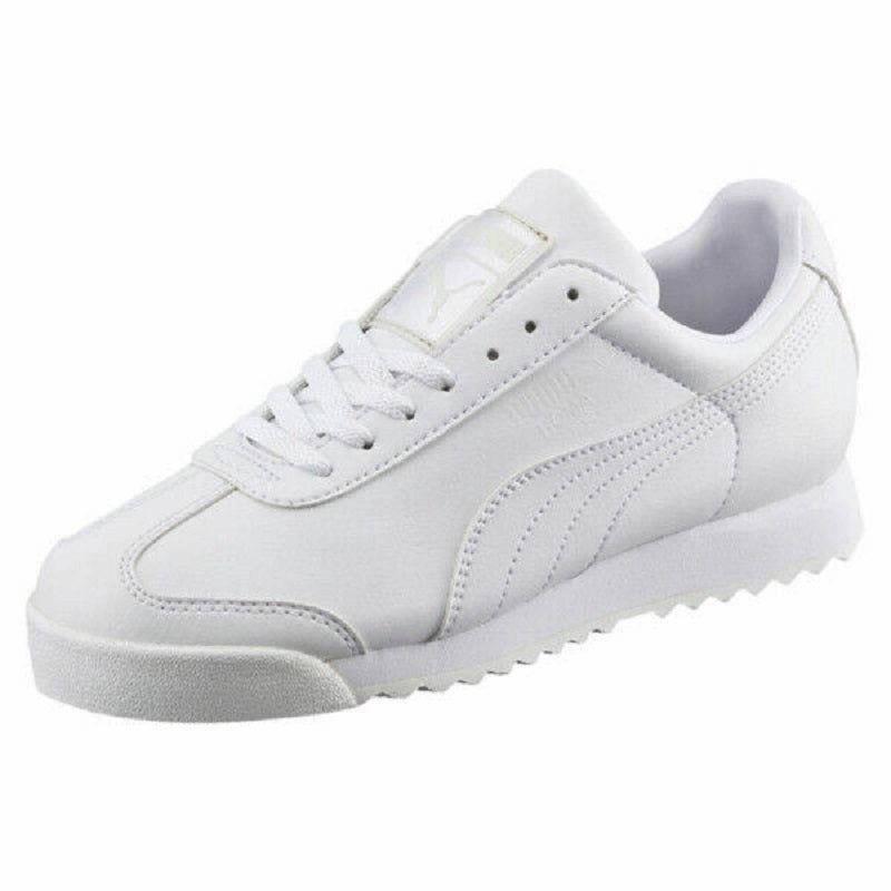 Puma Men's Roma Basic Shoes - White / Light Grey Reinforced Seams Ventilated Upper