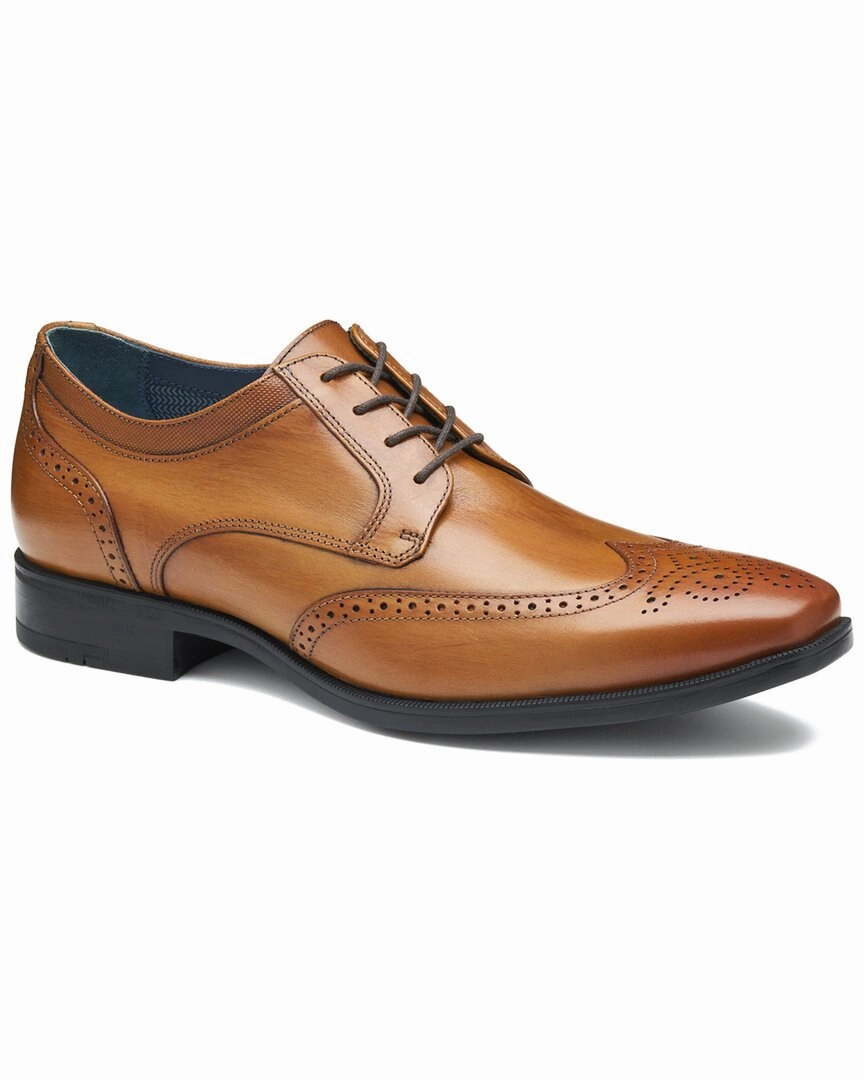 Johnston & Murphy Gibbons Wingtip Leather Oxford Comfortable Leather Shoes Glossy Layer Elegant Occasion