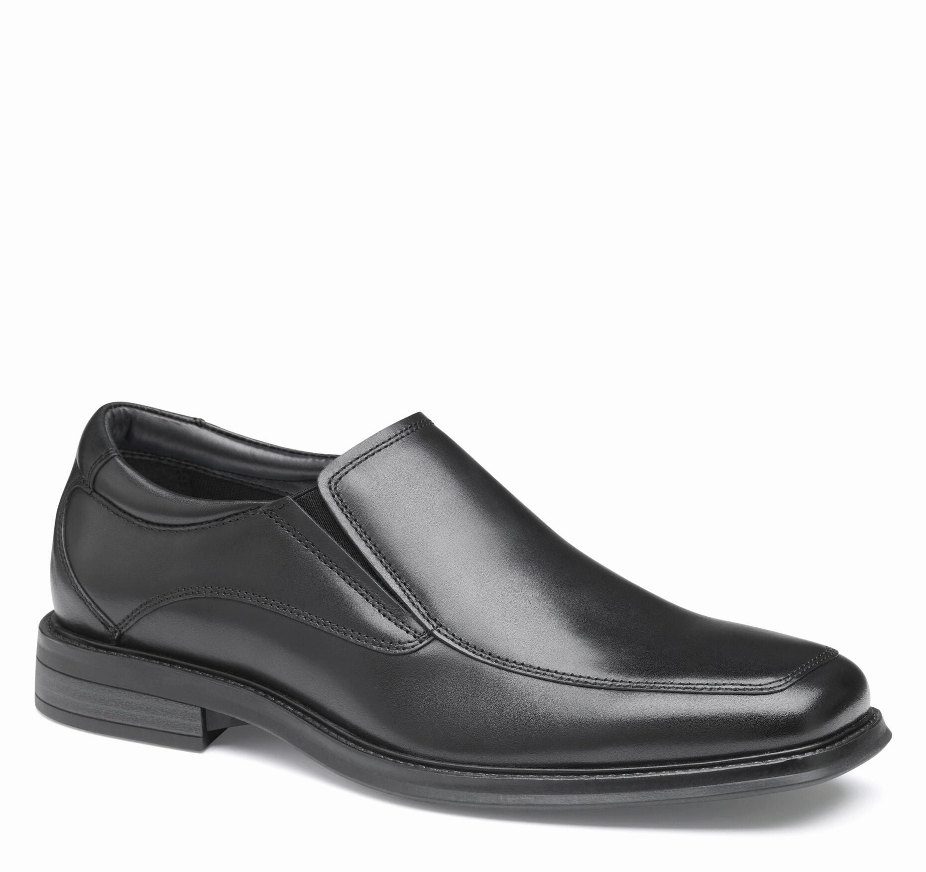 Johnston & Murphy Men's Ardmore Black Leather Moc Toe Venetian Slip On Loafer Shoe Glossy Layer Formal Setting
