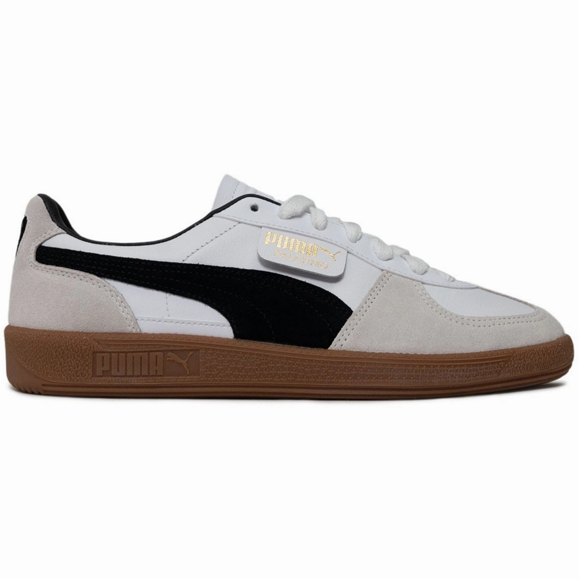 Puma Men's Palermo Leather Shoes - White Vapor / Grey Gum Impact Dispersing Core Ventilated Sides