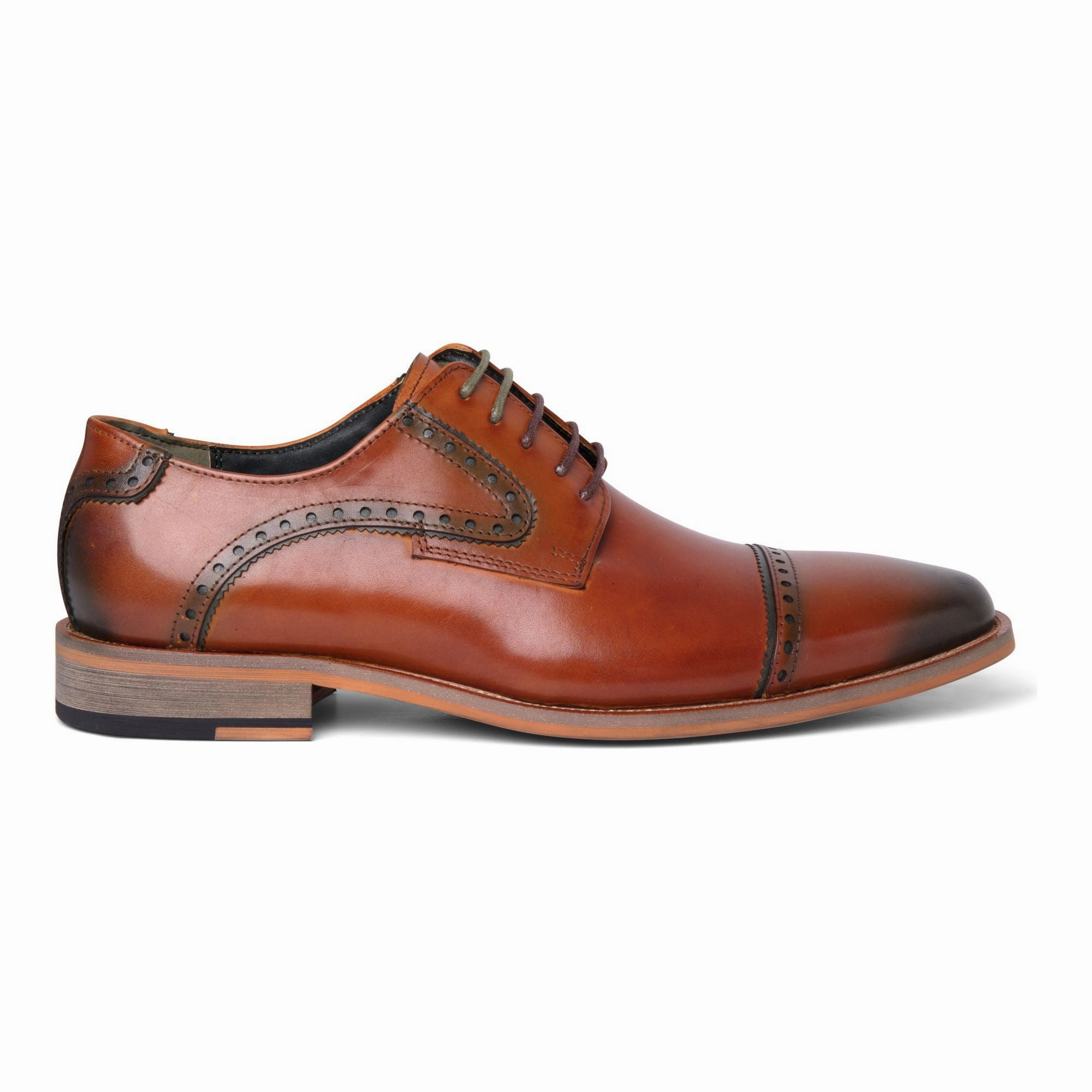 Polished Look Modern Professional Quiet Elegance Justin Reess Men's Brown Leather Lace Up Oxford Shoes - Jenson