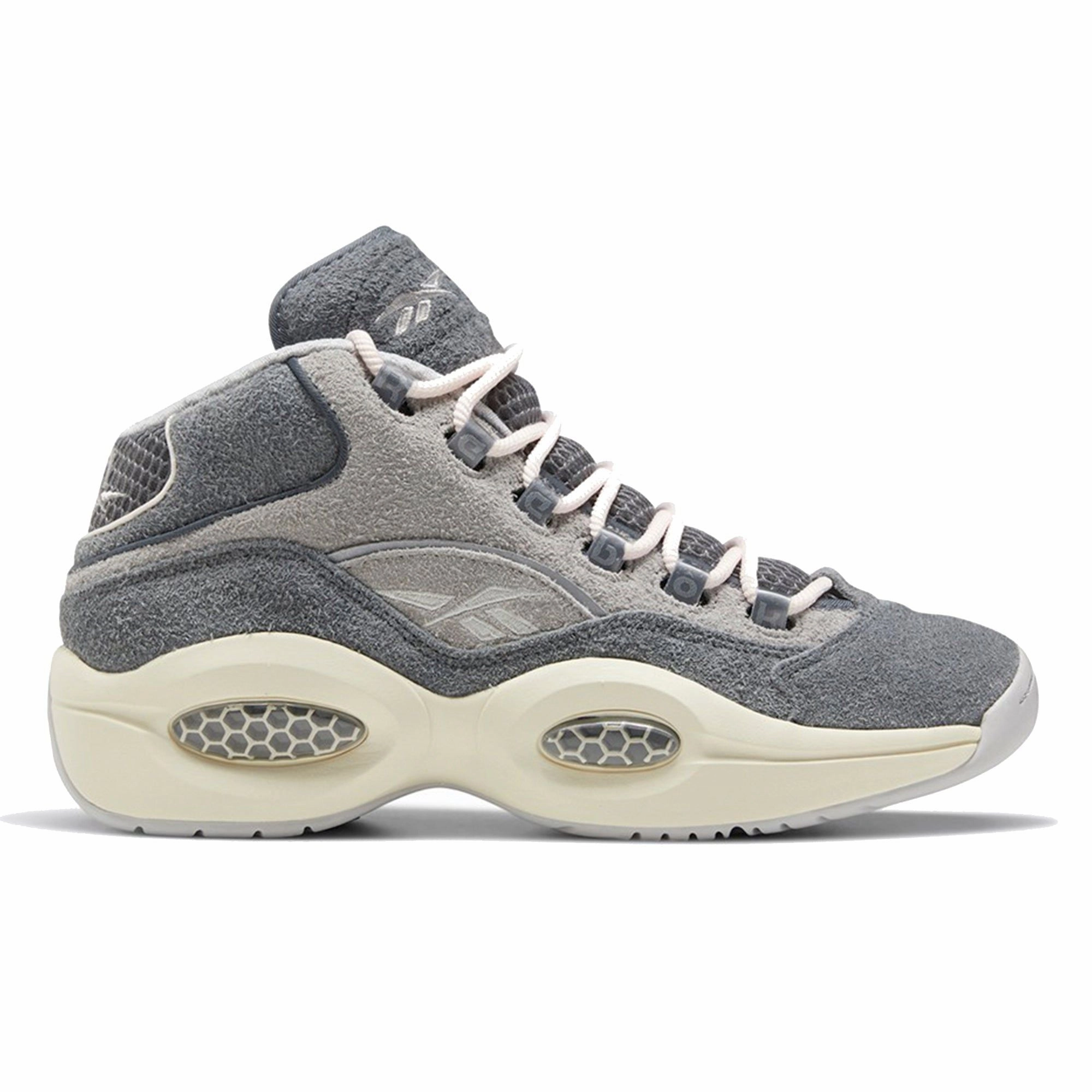 Reebok Men's Question Mid Suede Shoes - Grey / Steel / Chalk White Responsive Use Unbeatable performance