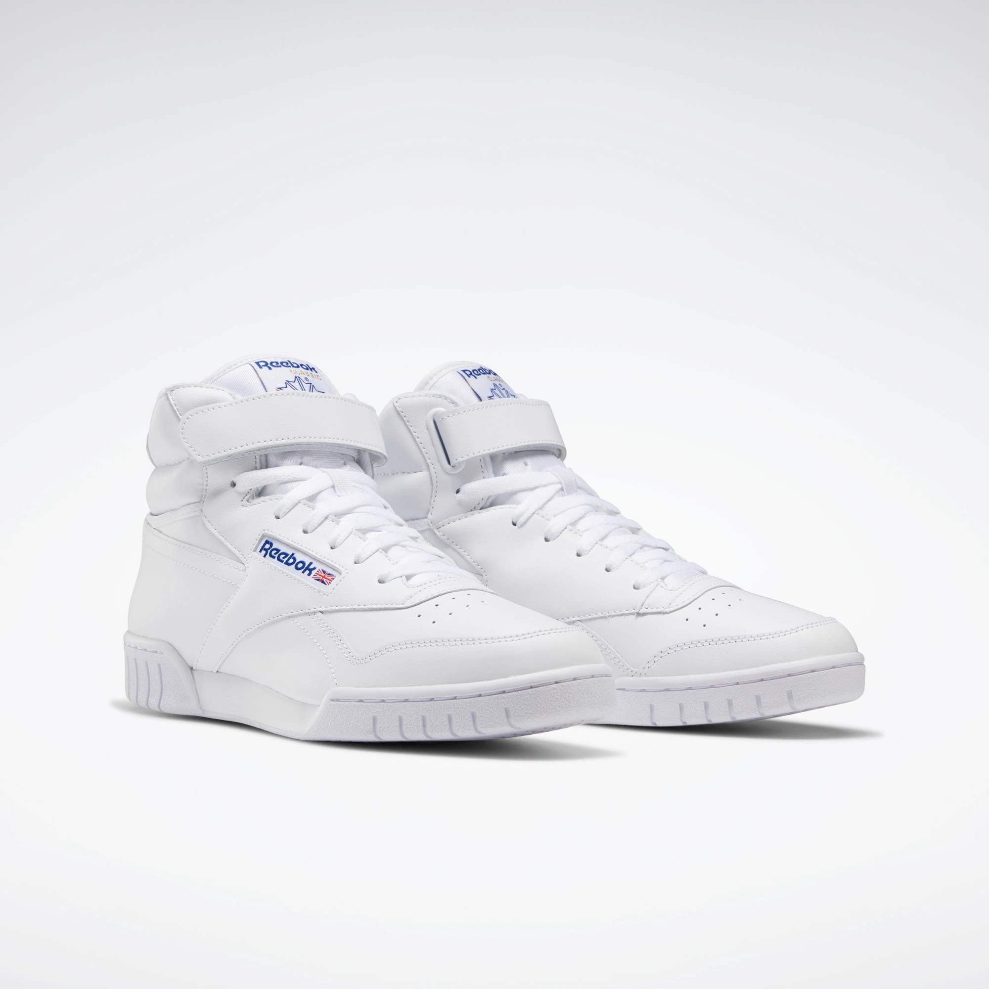 Reebok Men's EX O FIT Hi Shoes - White Slip Resistant Surface Recycled Material Design
