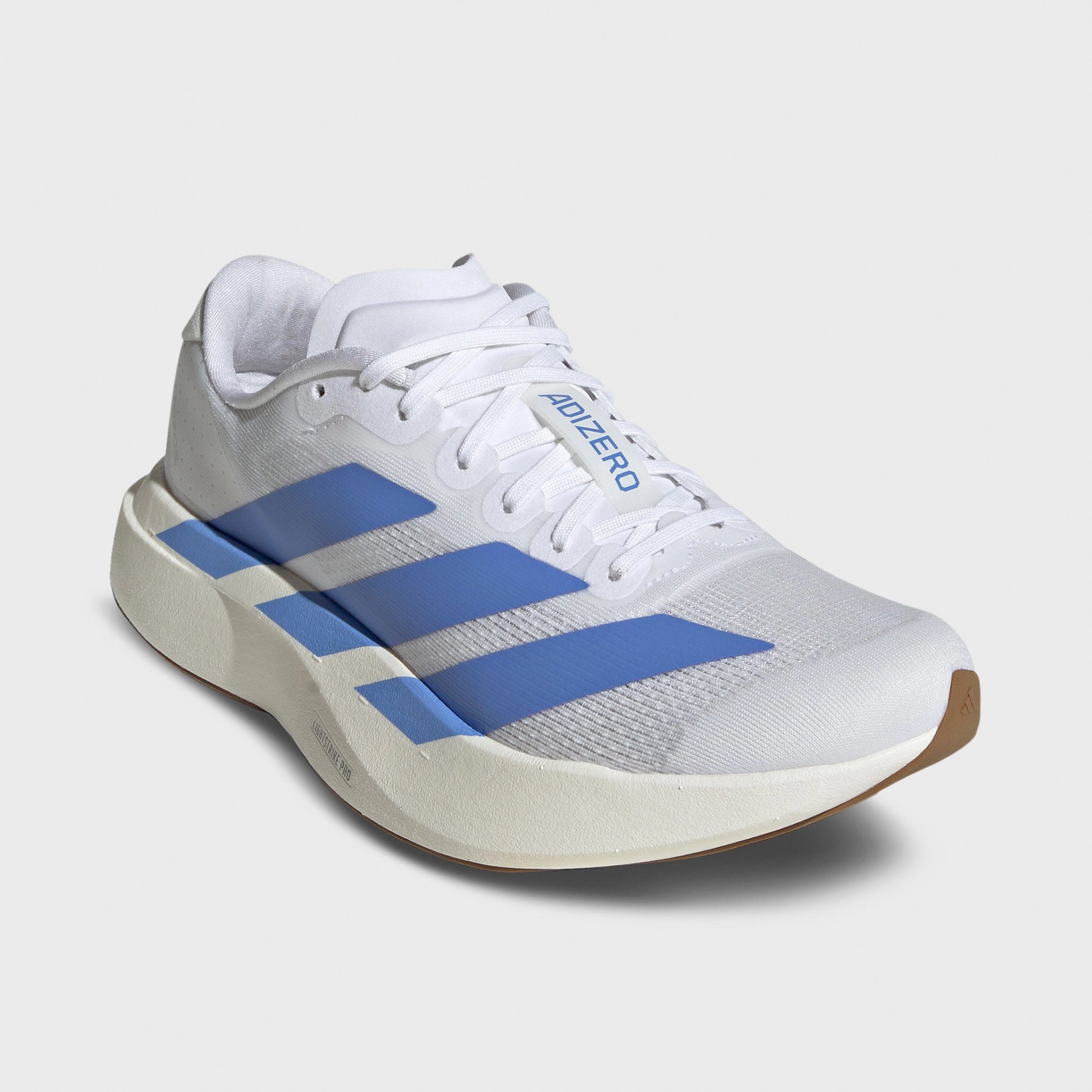 adidas Women's Adizero EVO SL White / Blue Fusion - Off White Rubber Toe Guard Agile