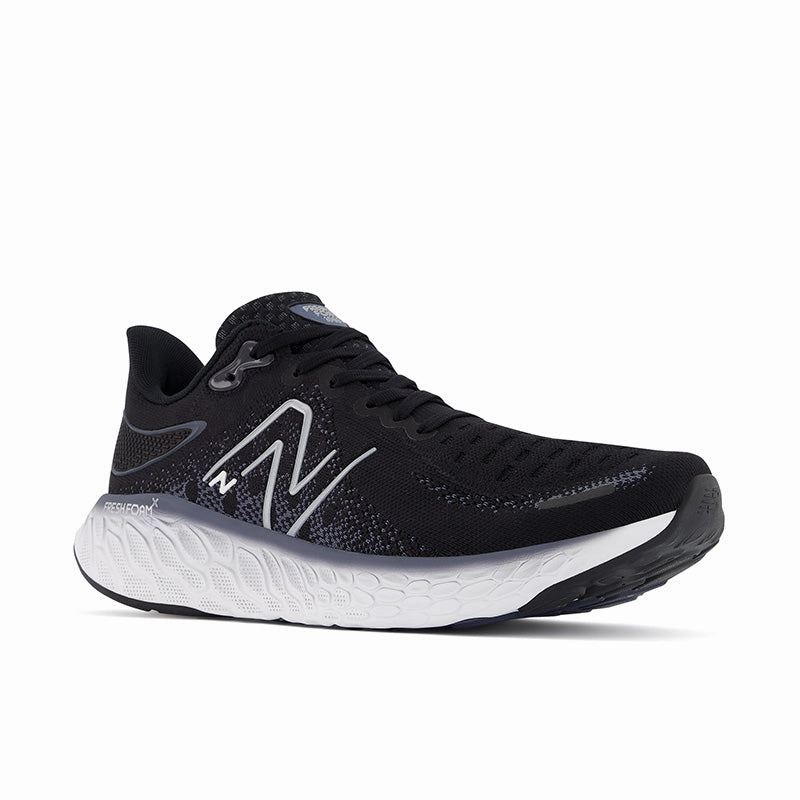 grass running shoes 3D Printed Overlay Fresh Foam X 1080v12 - Black with Thunder and White - Men's