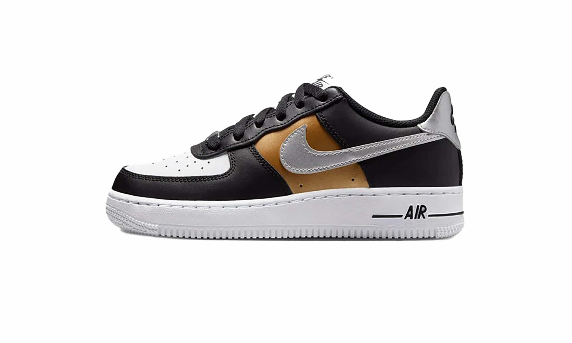 Slip Resistant Outsole Parent Hike Air Force 1 Low GS "Black Metallic Silver"