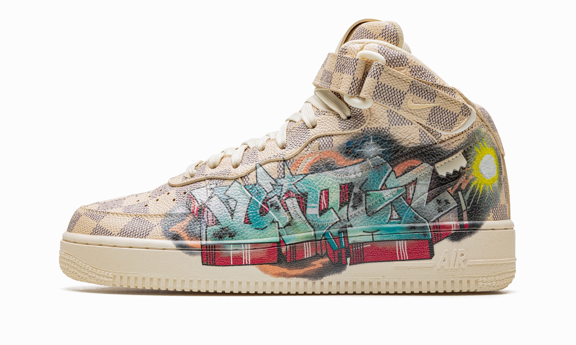 Louis Vuitton Air Force 1 Mid "Virgil Abloh - Graffiti" Low Profile Design Speed Step