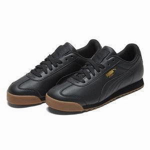 Puma Men's Roma Classic Shoes - Black / Gum Jumping Support Comfort Midsoles